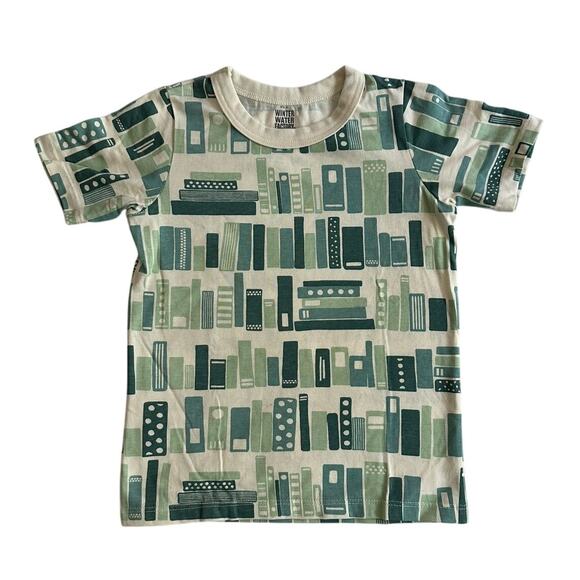 Winter Water Factory Library Books T Shirt Organic Cotton Unisex Sz 4T - Picture 1 of 3